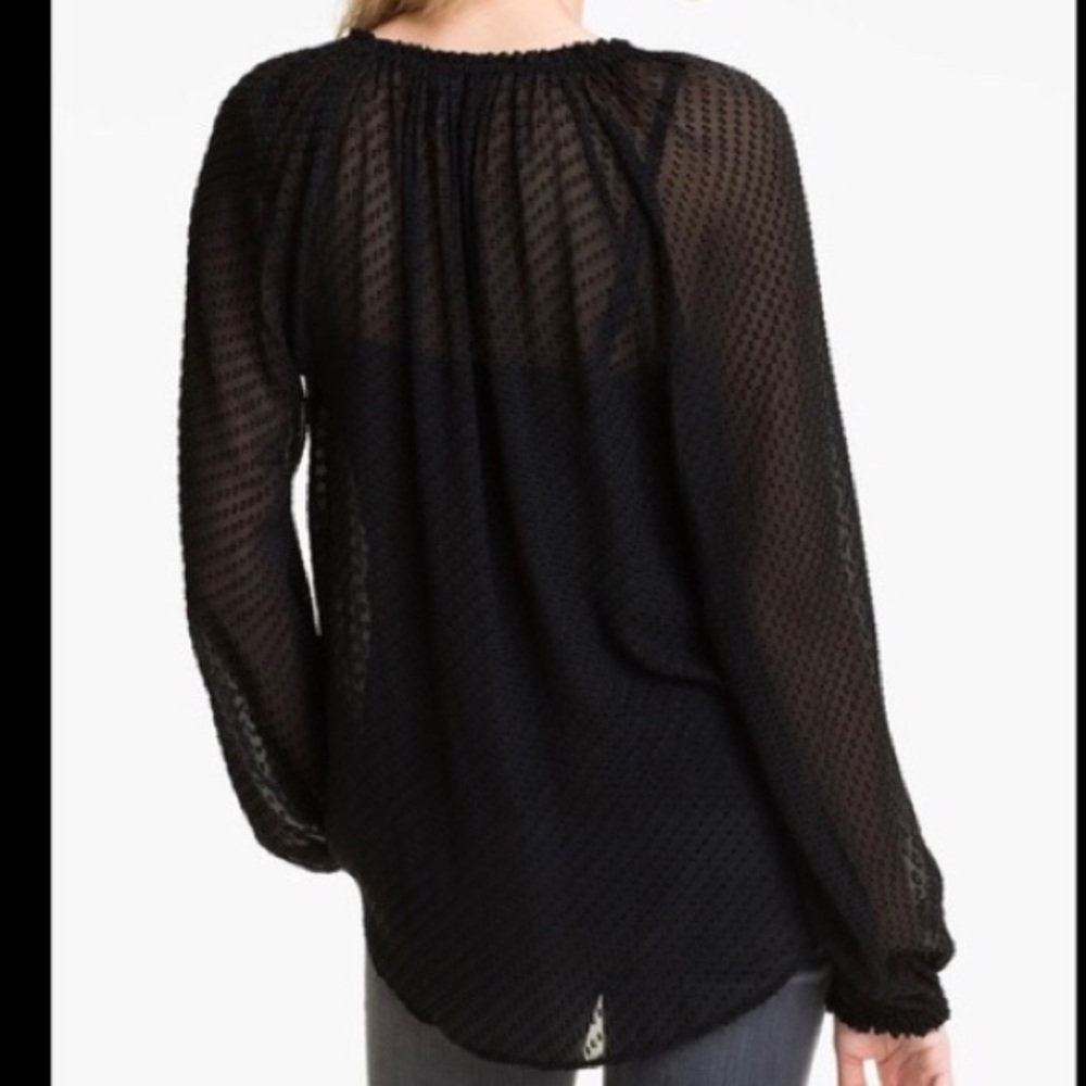 Ella Moss Long sleeve peasant swiss dot blouse S